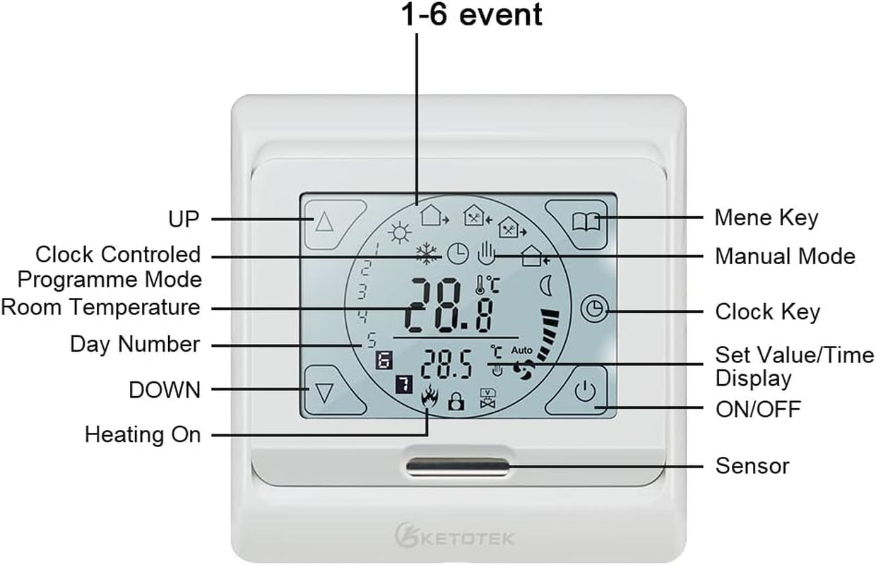 Termostato Riscaldamento Programmabile Digitale Con Sonda AC 220V 16A LCD Touch Screen a Pavimento Termostato Ambiente Da Parete Elettrico Regolatore Di Temperatura