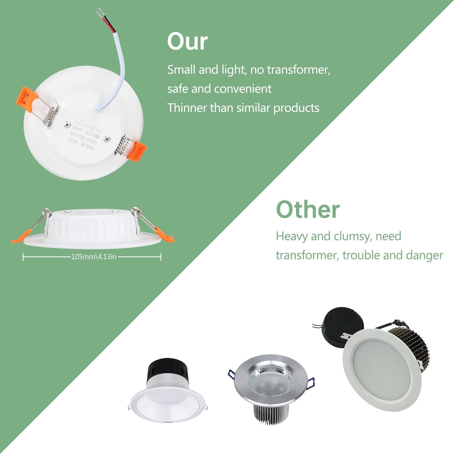 Faretti Led Da Incasso per Cartongesso,5W Equivalenti a 40W,Luce Bianca Calda 2700K Luci Ultrasottili Da Soffitto per Cartongesso Da Interno,Rotondo Métal,Slim Downlights,Foro Φ75-95Mm,Set Da 6