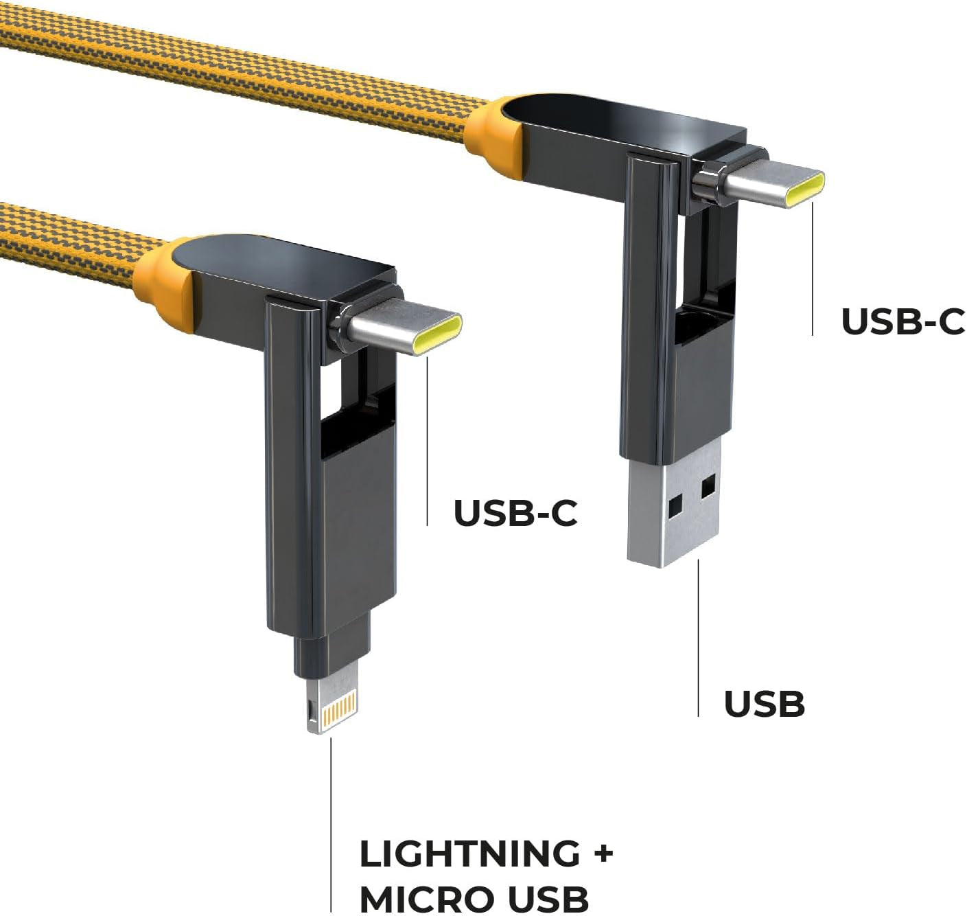 Incharge XL 200 Cm - Cavo USB Type-C, Cavo Universale Cellulare, Regalo Uomo, Caricatore Universale Cellulare 6 in 1, Gadget Tecnologico, Nero, Cavo Lightning Da 100W