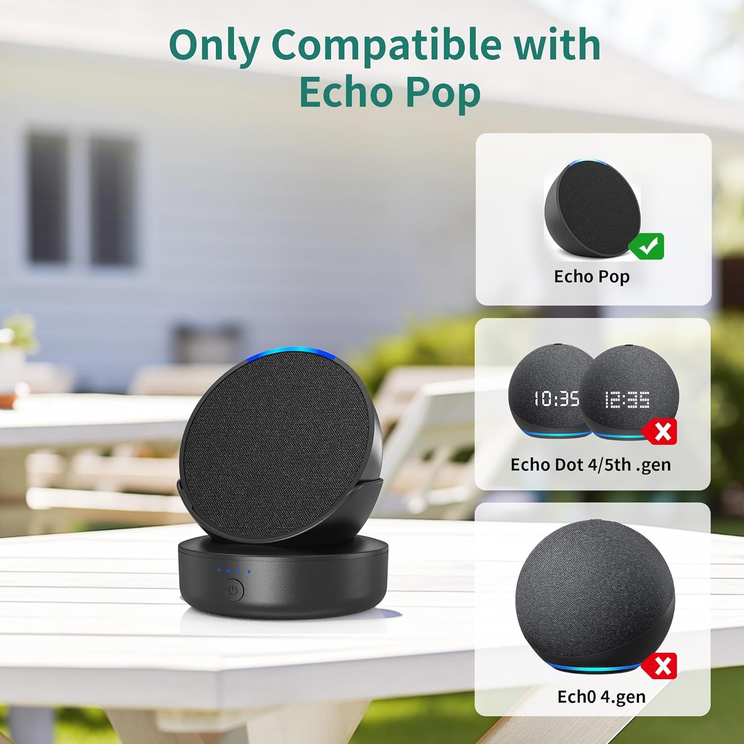 Base per Batteria Ricaricabile per Ech0 Pop - Stazione Di Ricarica Portatile (Senza Pop) Nero
