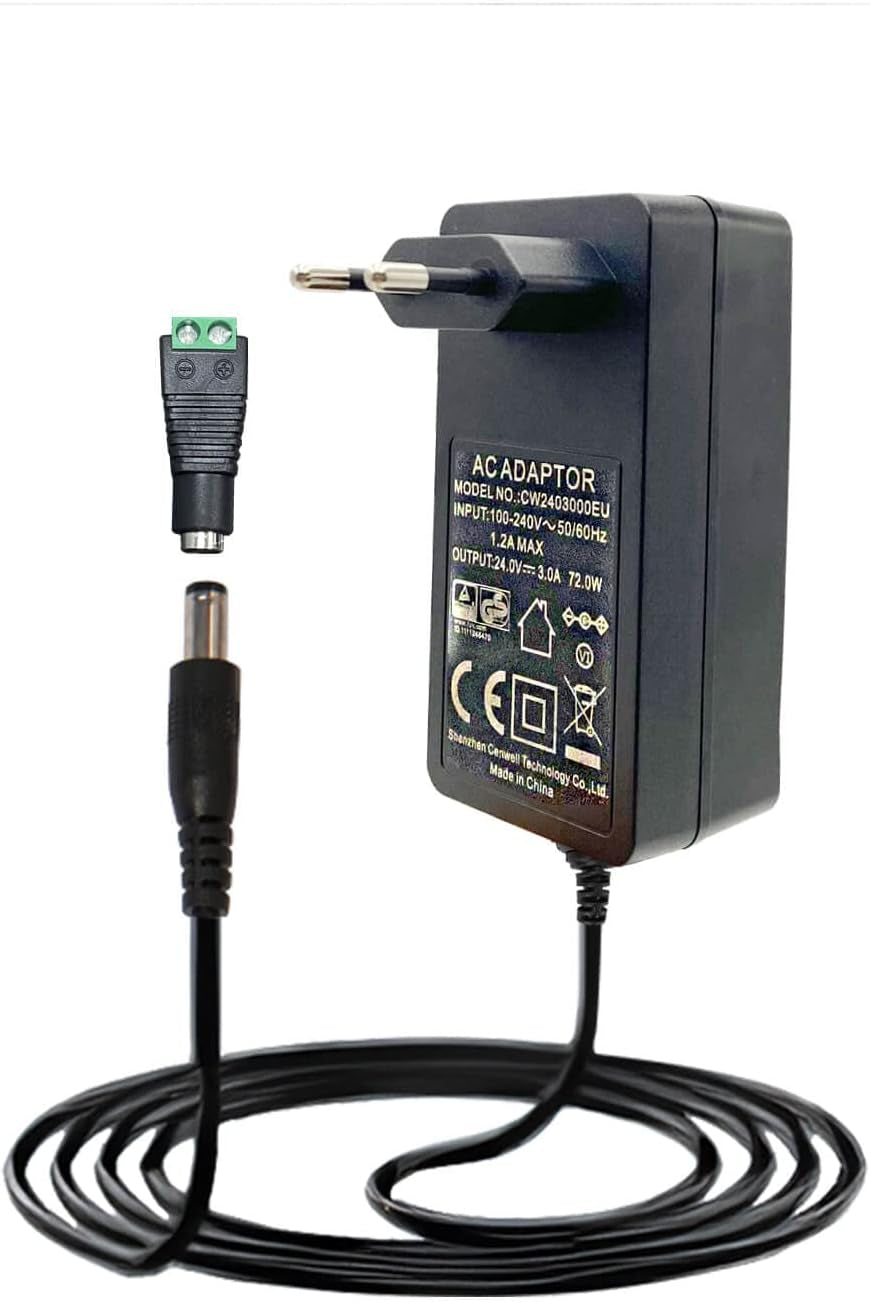 Adattatore Di Alimentazione Da 24V, 3A, DC24 Volt, 3000 Ma, 72W, Convertitore Da AC a DC, Trasformatore Da 100 a 240V, Spina UE per Strisce LED Da 24V, Driver LED