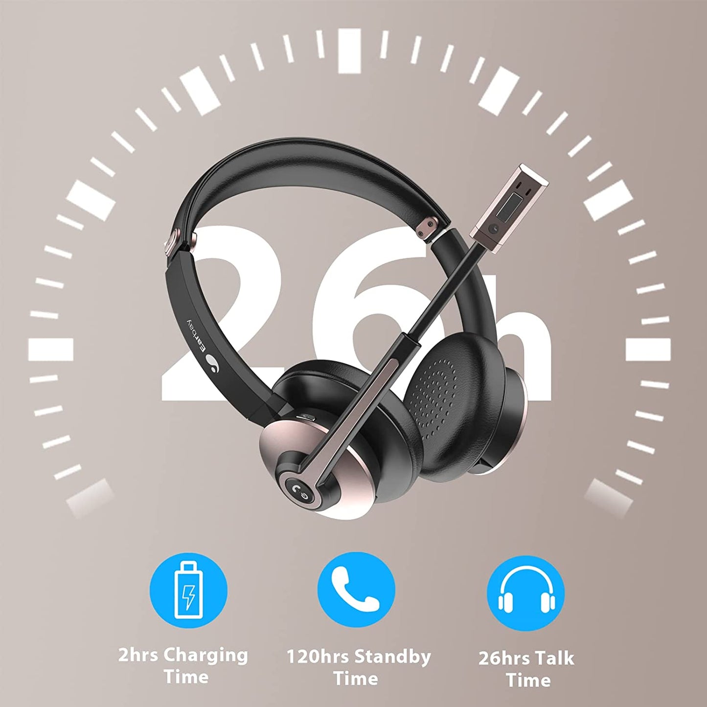 Cuffie Bluetooth Con Microfono, Cuffie Wireless Con Microfono E Cancellazione Del Rumore, Cuffie Wireless Con Dongle USB E Pulsante Muto per Pc/Ufficio/Zoom/Skype Rose Gold
