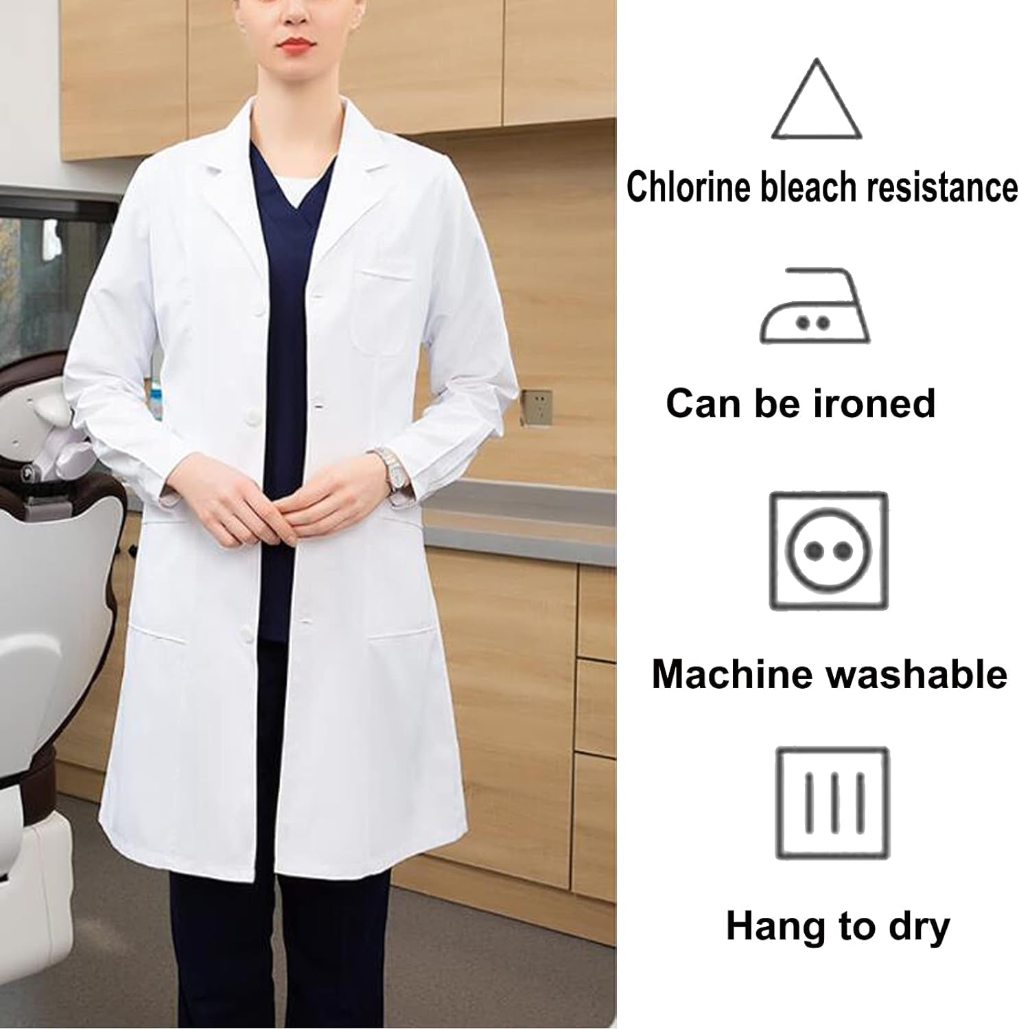 Camice Da Laboratorio Donna Bianco Abbigliamento Da Lavoro E Divise Cappotto per Chimico,Scolastico,Studenti,Scientifico,Dental Clinic