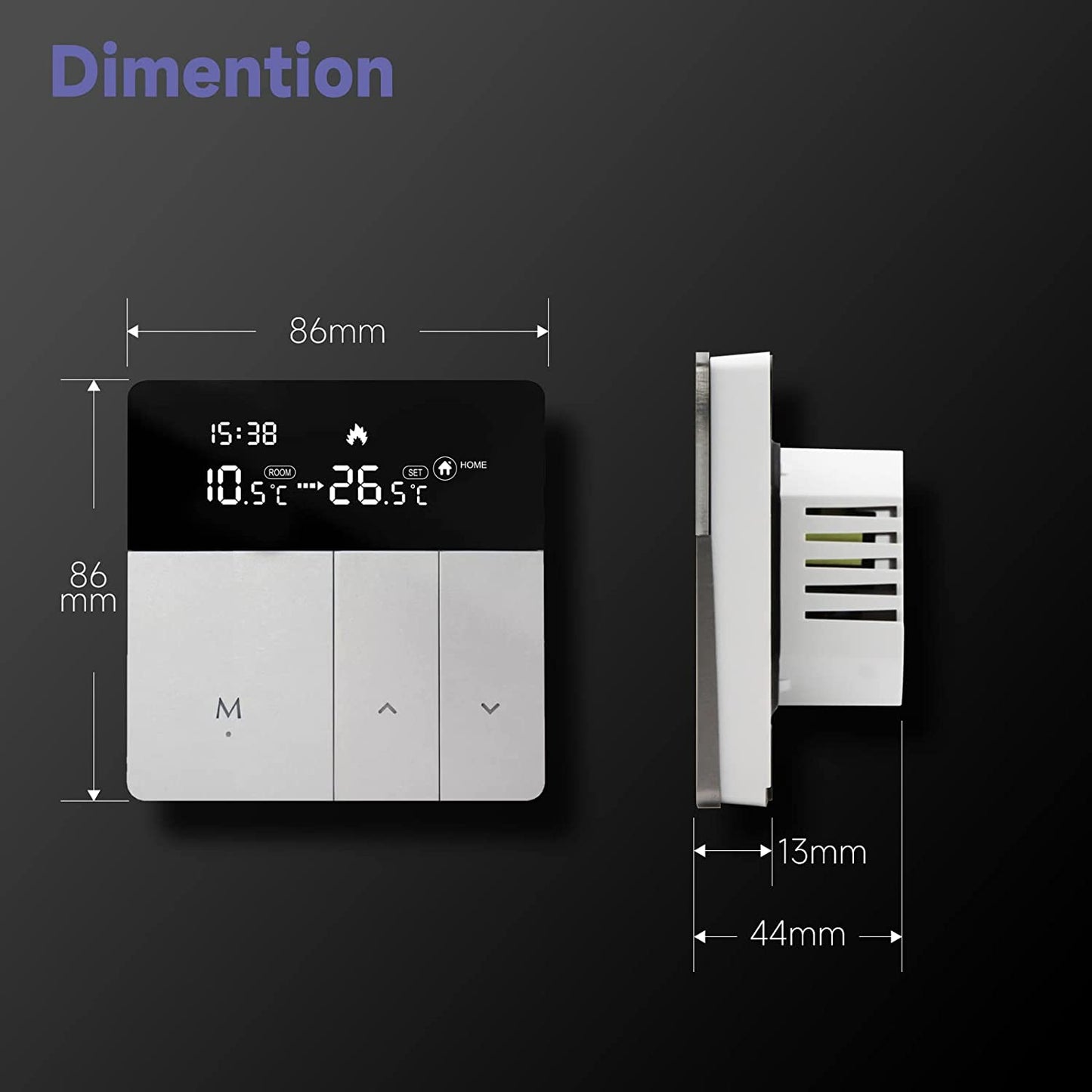 Beok Tuya Termostati Intelligenti Termostato Di Riscaldamento Termostato Ambiente Termostato Wifi Termostato Intelligente Da Parete per Riscaldamento Dell'Acqua Compatibile Alexa, Google 3A TGP53WIFI