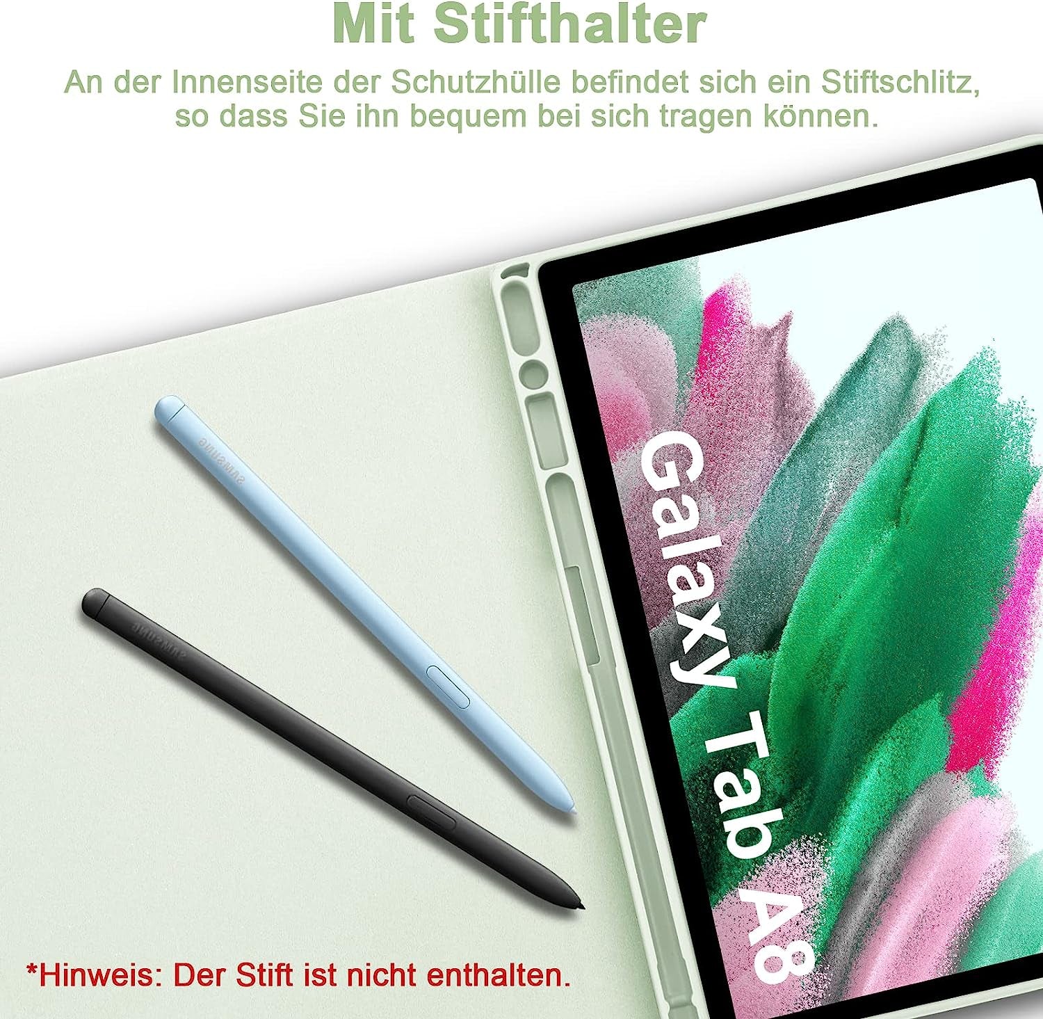 Custodia per Tastiera per Samsung Galaxy Tab A8 10,5" 2022, QWERTZ Tastiera Rimovibile Con Custodia Protettiva per Galaxy Tab A8 10,5 Pollici 2022 (SM-X200/X205/X207), Verde