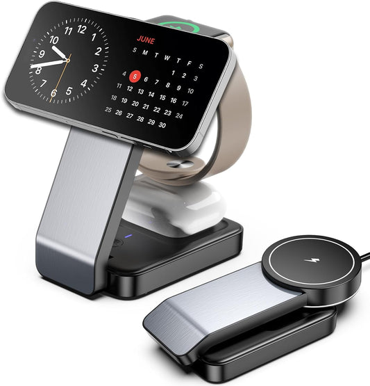 Caricabatterie Mag-Safe Caricatore a Induzione per Iphone, Caricatore Magnetico Apple per Iphone 15 14 13 Pro Max, Caricatore Wireless per Iwatch 9 Ultra, Apple Mag-Safe Charger per Airpods Pro 3/2