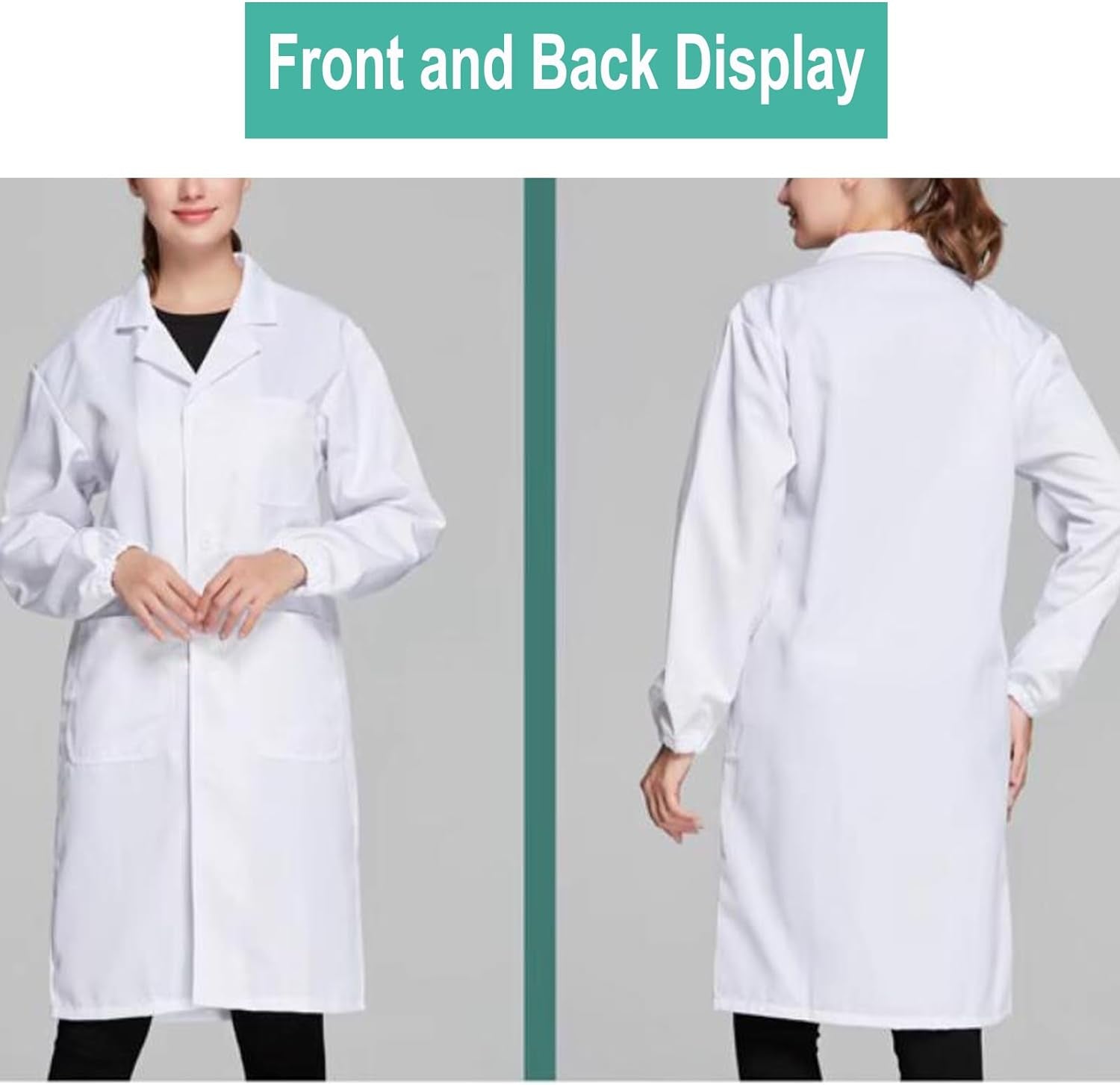 Camice Da Laboratorio Donna Bianco Abbigliamento Da Lavoro E Divise Cappotto per Chimico,Scolastico,Studenti,Scientifico,Dental Clinic