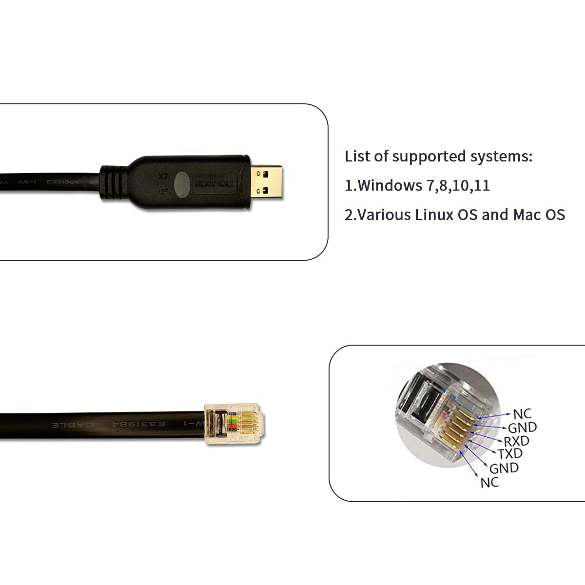 SH-RJ12C Cavo Seriale RS232 Da USB a RJ12 6P4C Con Chip PI2303GT