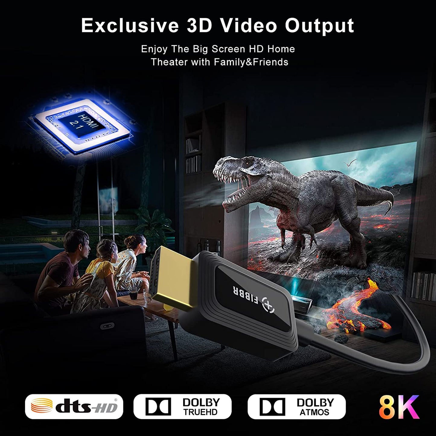 Cavo in Fibra Ottica 8K HDMI, Cavo HDMI 2.1 Ad Altissima Velocità 48Gbps/Supporto AOC 8K@60Hz, 4K@120Hz/144Hz HDR Earc Compatibile Con PS5, Xbox Series X, PC, TV (5M/16.4Ft)
