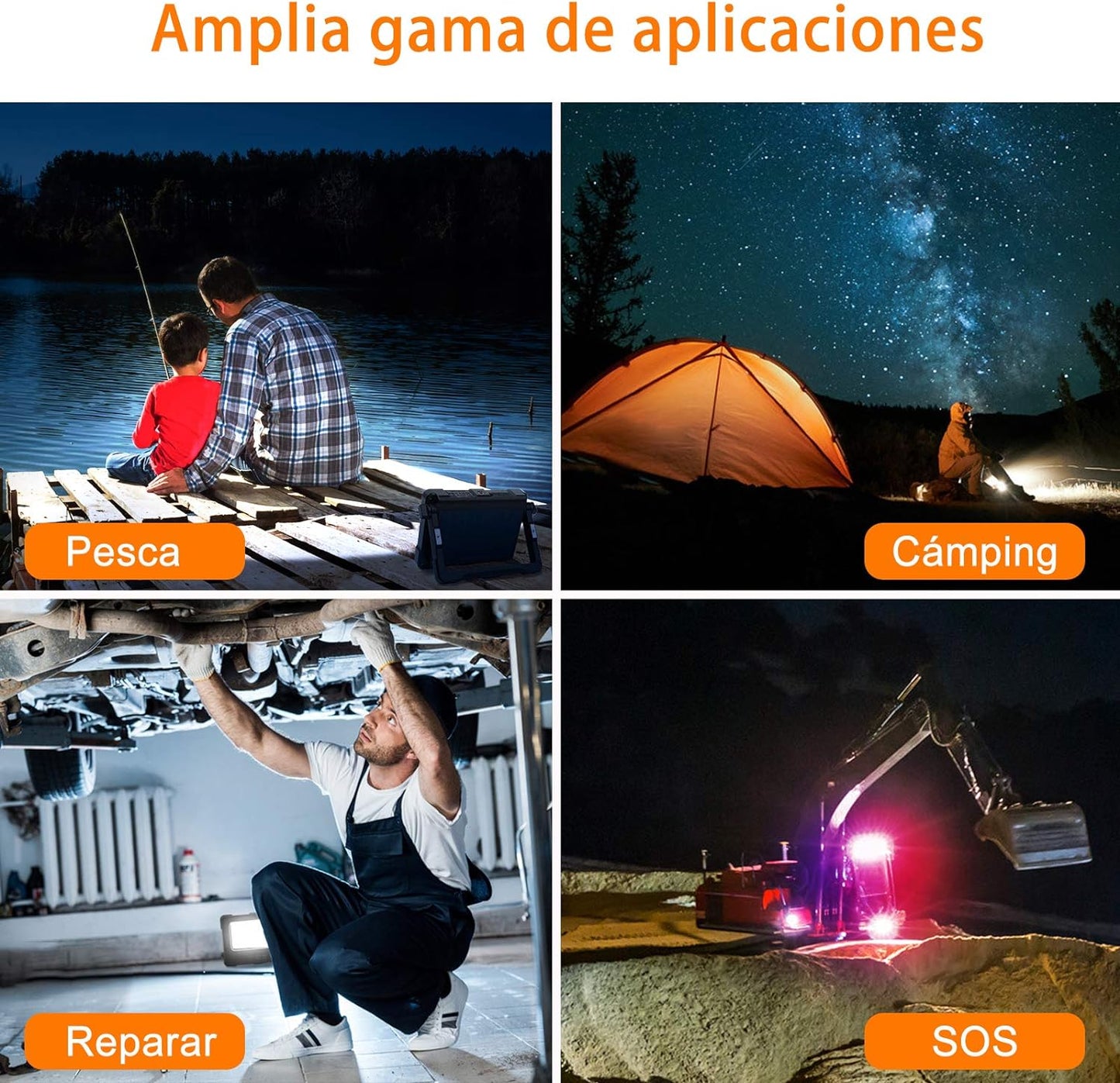 EIKEE Faretto Led Ricaricabile, Luce Di Lavoro 1000LM Portatile 3 Colori E 5 Luminosità