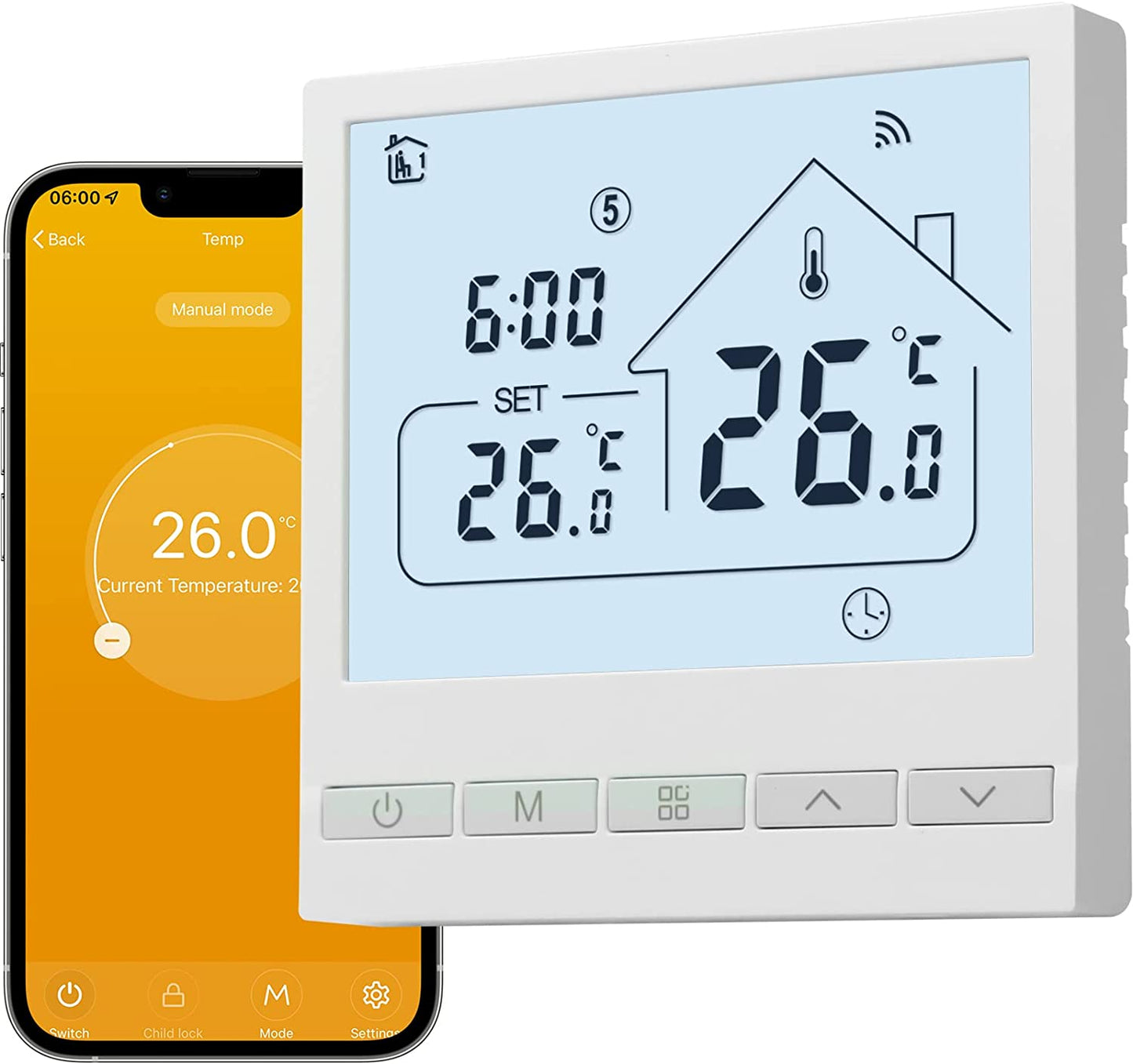 Termostato per Caldaia Wifi Programmabile Intelligente,Termostato Da Incasso Wireless per Pavimenti Riscaldati a Gas/Acqua,Compatibile Con Alexa E Google.3A TOL47WIF