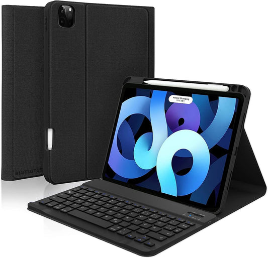 Custodia per Ipad Pro Da 11" (1°, 2°, 3° E 4° Generazione E Ipad Air (4° E 5° Generazione) Con Portapenne, Layout Tedesco QWERTZ, Nero