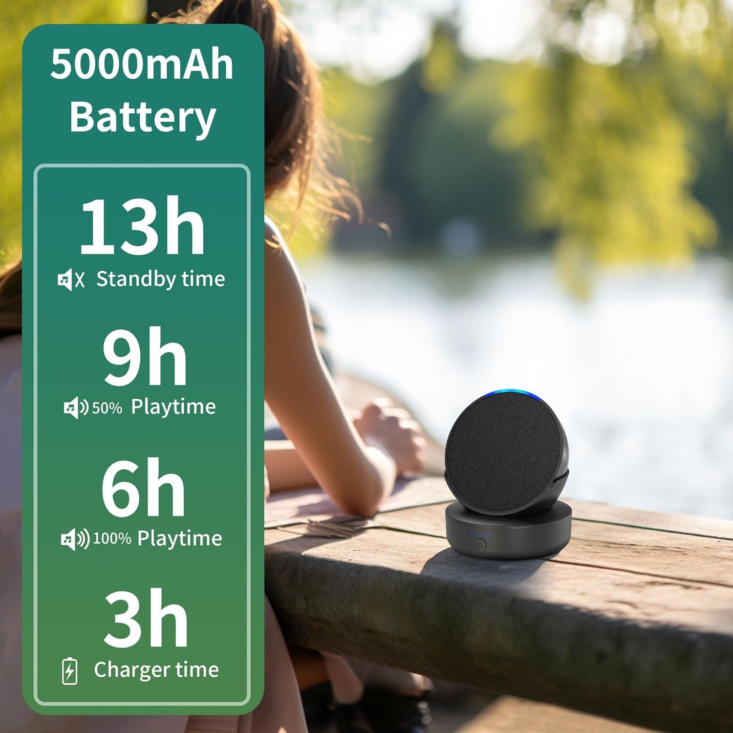 Base per Batteria Ricaricabile per Ech0 Pop - Stazione Di Ricarica Portatile (Senza Pop) Nero