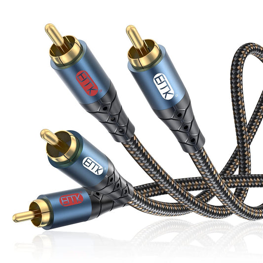 Cavo 2RCA, Cavo Subwoofer Cavo RCA Da 2RCA Maschio a 2RCA Maschio Alluminio Alloggiamento in Nylon Cavo Audio Stereo Intrecciato per Smart-Tv, Soundbar, Amplificatore, Altoparlante (1 Metri)