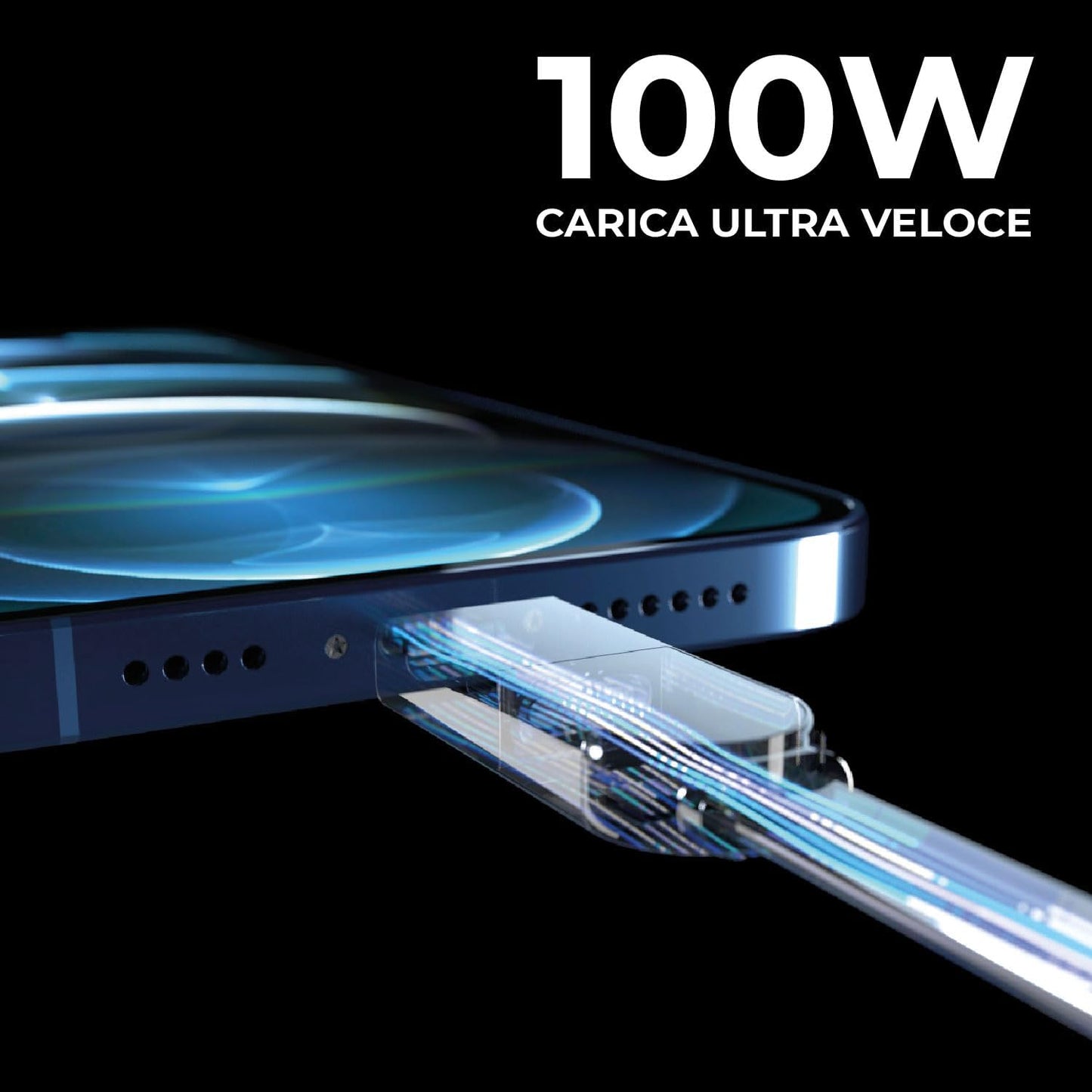 Incharge - Cavo Usb Type-C, Cavo Universale Cellulare, Regalo Uomo, Caricatore Universale Cellulare 6 in 1, Gadget Tecnologico, Cavo Lightning Da 100W