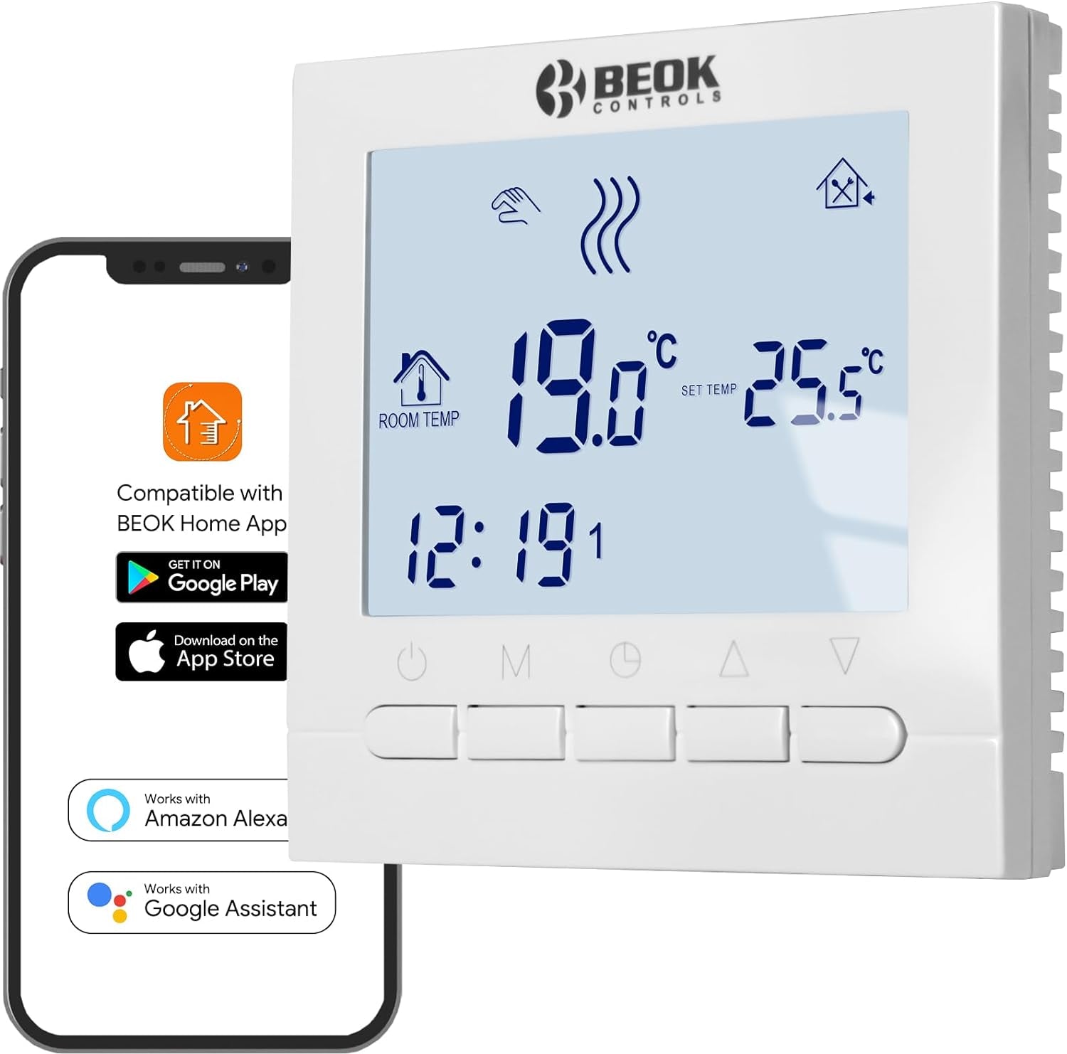 Termostato Wifi per Caldaia a Gas/Acqua, Ambiente Intelligente Con Controllo Vocale, Programmabile per Riscaldamento a Pavimento Compatibile Con Alexa,Google AC220V 3A BOT-313WIFI