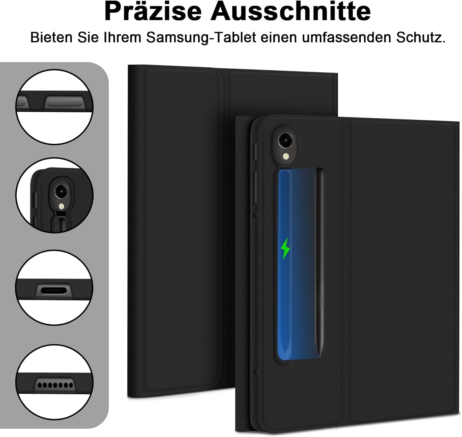 Custodia per Tastiera per Samsung Galaxy Tab S9 2023, QWERTZ, Tastiera Rimovibile Con Custodia Protettiva per Galaxy Tab S9 11" 2023 (SM-X710/SM-X716B/SM-X718U), Colore: Nero