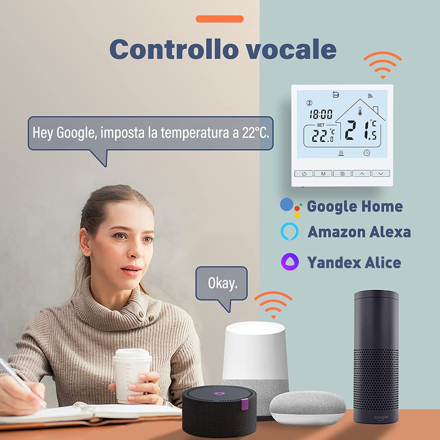 Termostato per Caldaia Wifi Programmabile Intelligente,Termostato Da Incasso Wireless per Pavimenti Riscaldati a Gas/Acqua,Compatibile Con Alexa E Google.3A TOL47WIF