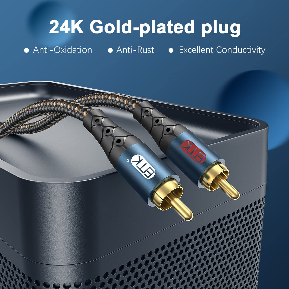 Cavo 2RCA, Cavo Subwoofer Cavo RCA Da 2RCA Maschio a 2RCA Maschio Alluminio Alloggiamento in Nylon Cavo Audio Stereo Intrecciato per Smart-Tv, Soundbar, Amplificatore, Altoparlante (1 Metri)