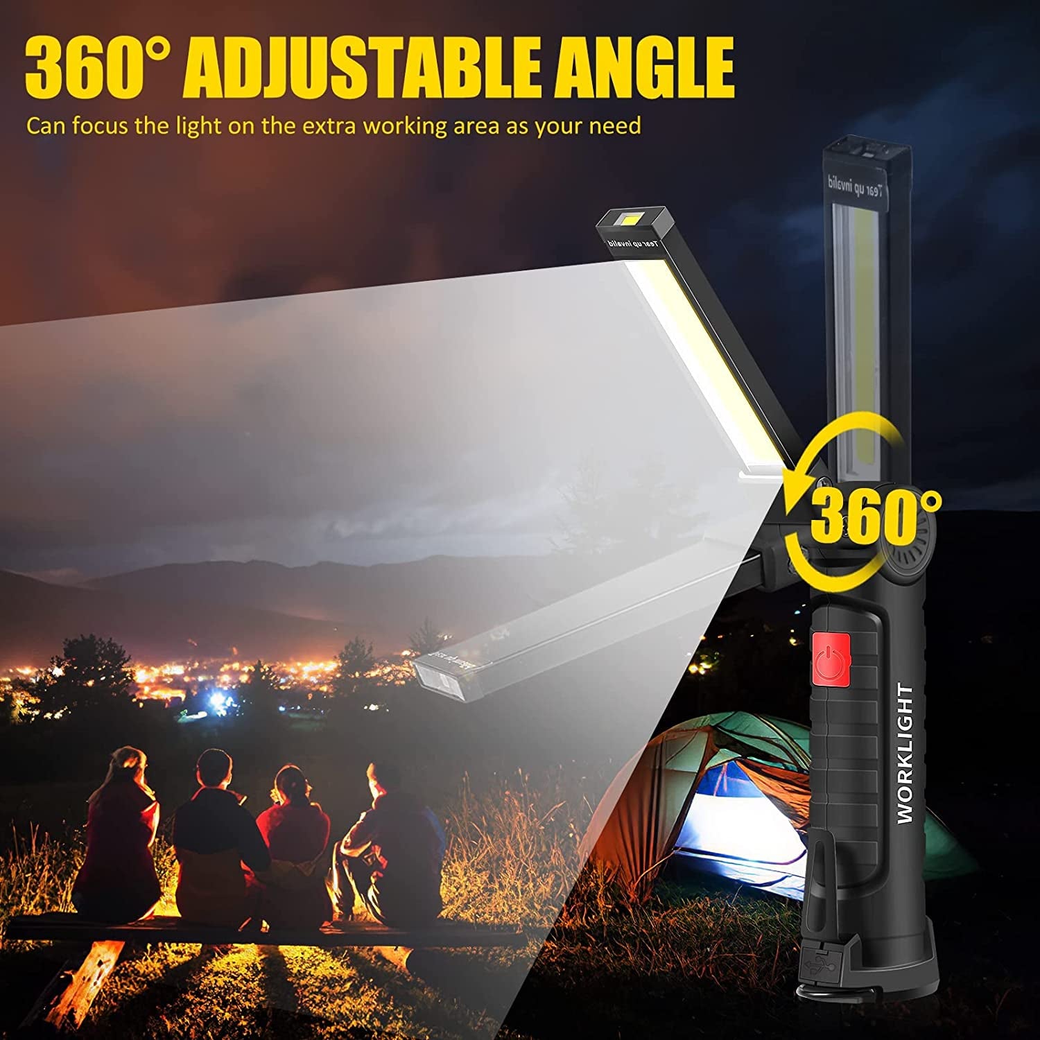 USB Torcia Ricaricabile Luce Da Lavoro Torcia LED Portatile COB Gancio Magnetico Appeso per Campeggio Esterno Auto Officina Lampada