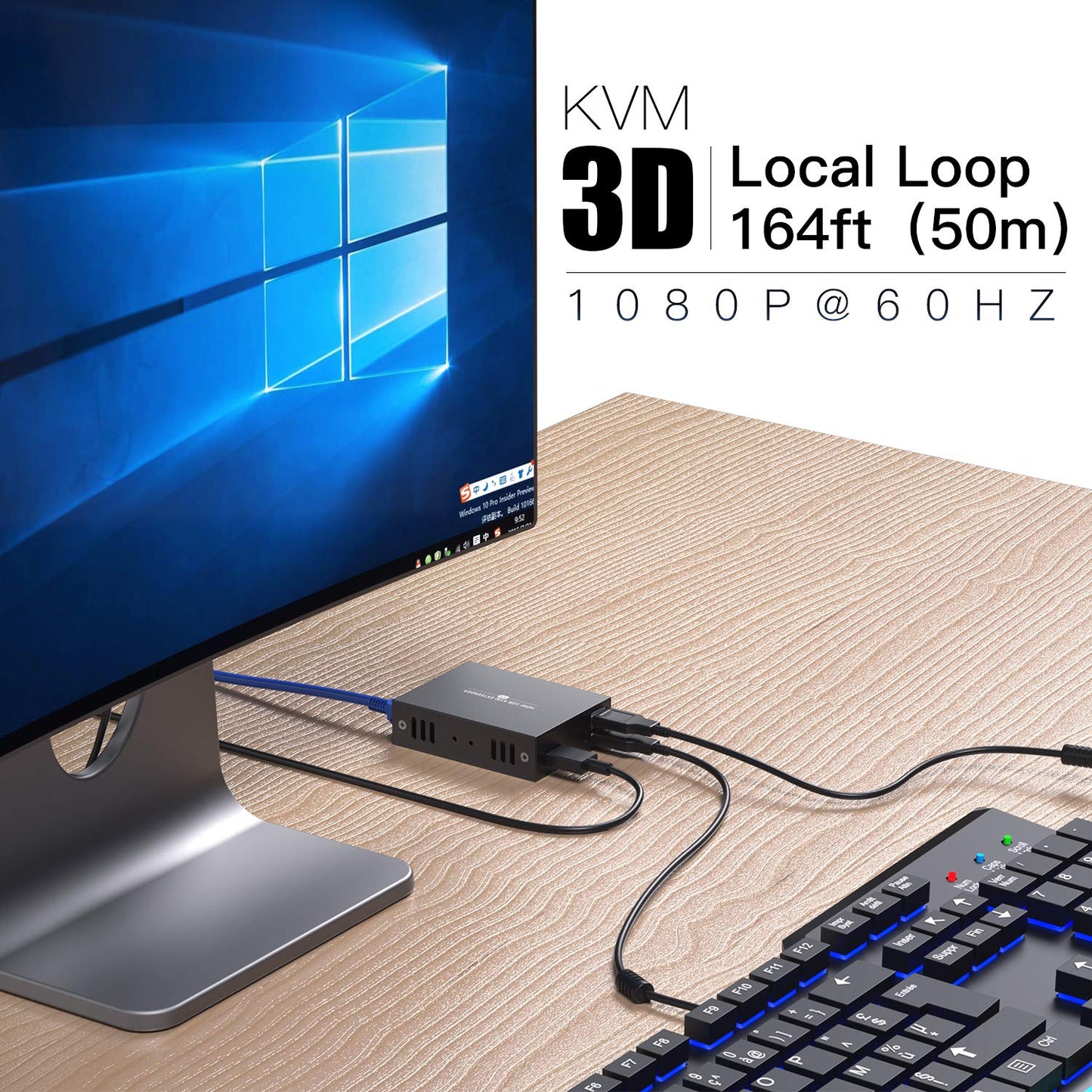 HDMI KVM USB Extender 147Ft /45M Trasmissione Su Single Cat5E / 6/7 Full HD 1080P Supporto Loop Out Funzione EDID 3D