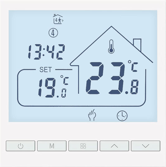 Termostato per Riscaldamento Termostato Ambiente Programmabile Termostato Digitale a Parete per Riscaldamento Acqua Riscaldamento a Pavimento 3A TOL47WP