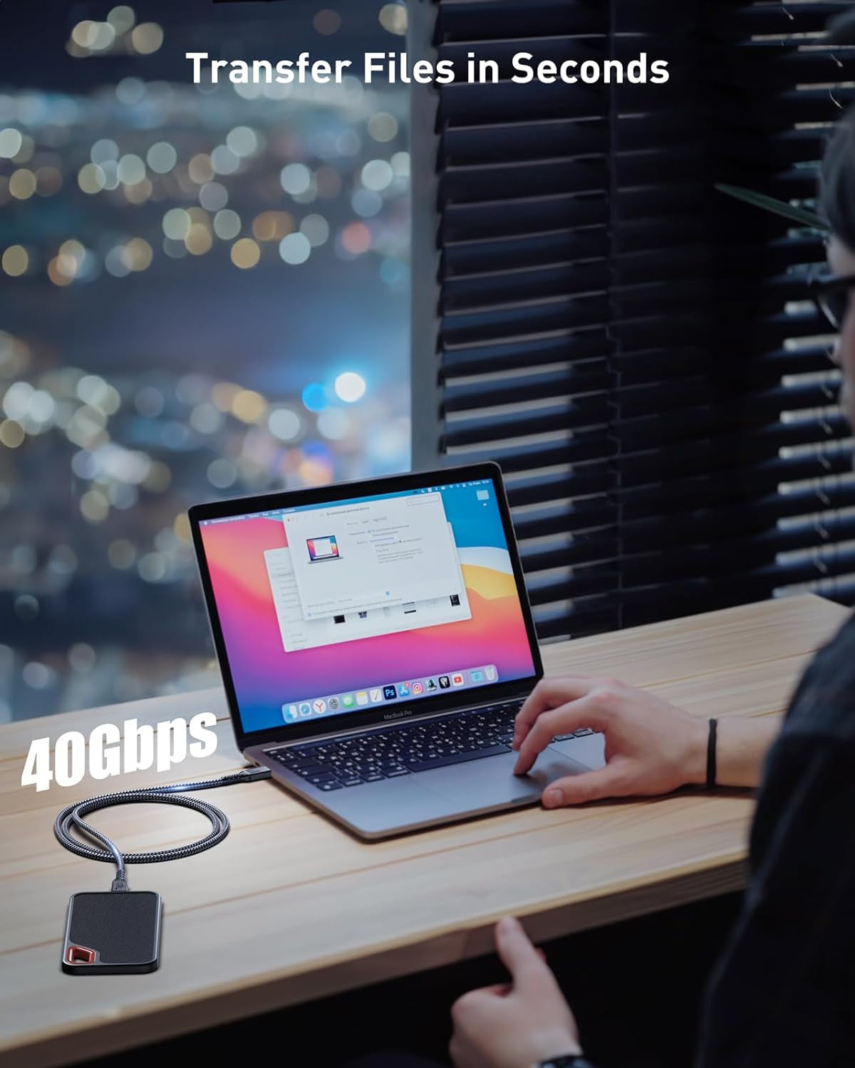 Cavo USB4 Certificato Con Cavo Thunderbolt 4,Cavo Di Ricarica 240W,Cavo Dati 40Gbps,8K@60Hz 4K120Hz Hdr,Pd3.1,Cavo Da USB C a USB C,Compatibile Con Macbook,Ssd,Laptop Di Tipoc,Monitor,Hub,1M