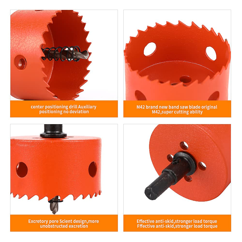 Sega a Tazza Bi-Metallo, 6-1/2", 165 Mm, M42 HSS, Con 1 Gambo E 1 Trapano, per Materiali Da Costruzione a Secco, Legno, Plastica E Metalli, Profondità Di Taglio