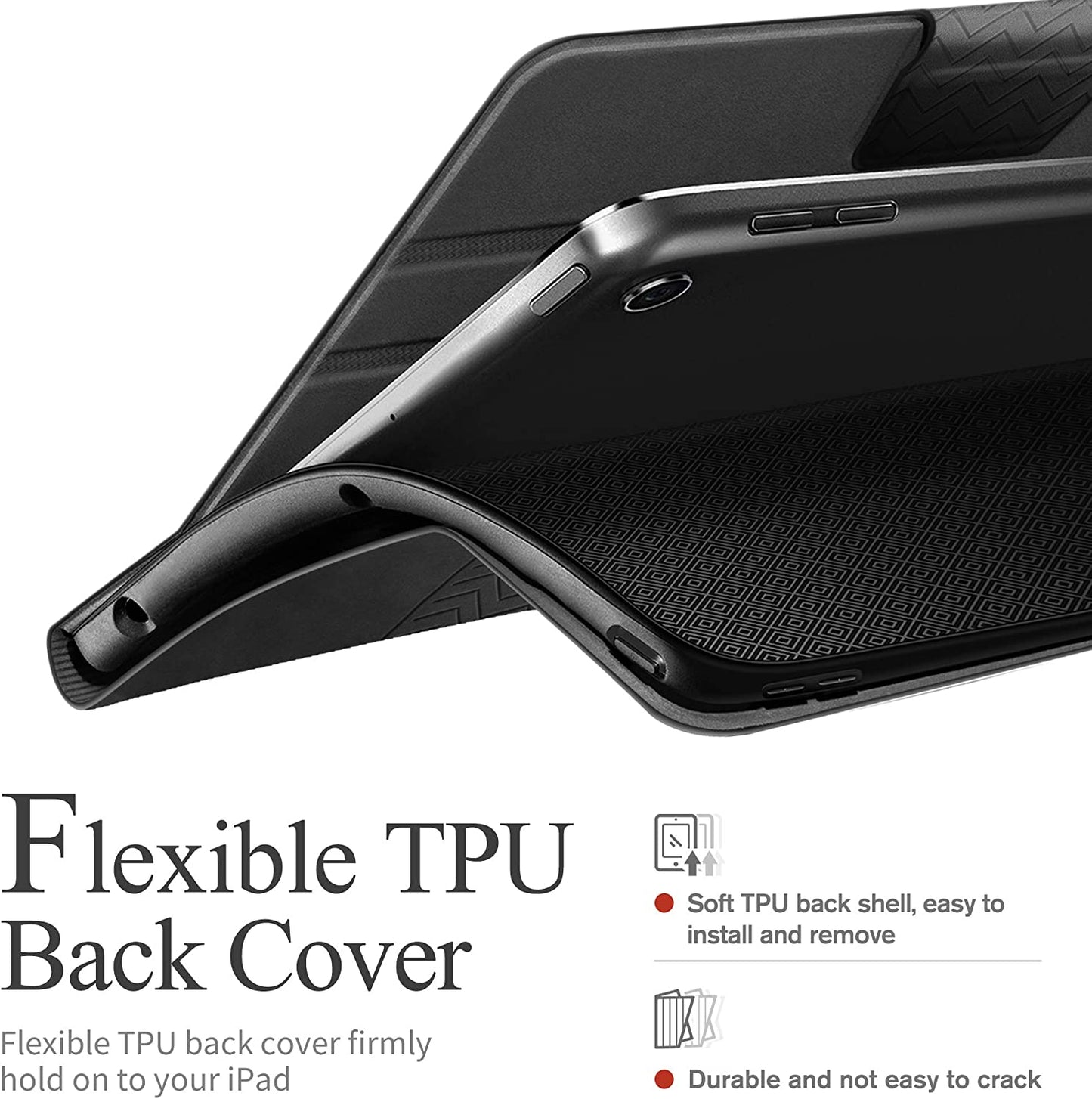 Custodia per Ipad 9A Generazione 10.2" 2021 / Ipad 8A Generazione 2020 / Ipad 7A Gen 2019, Con Portapenne Integrato, Auto Svegliati/Sonno (Grigio)