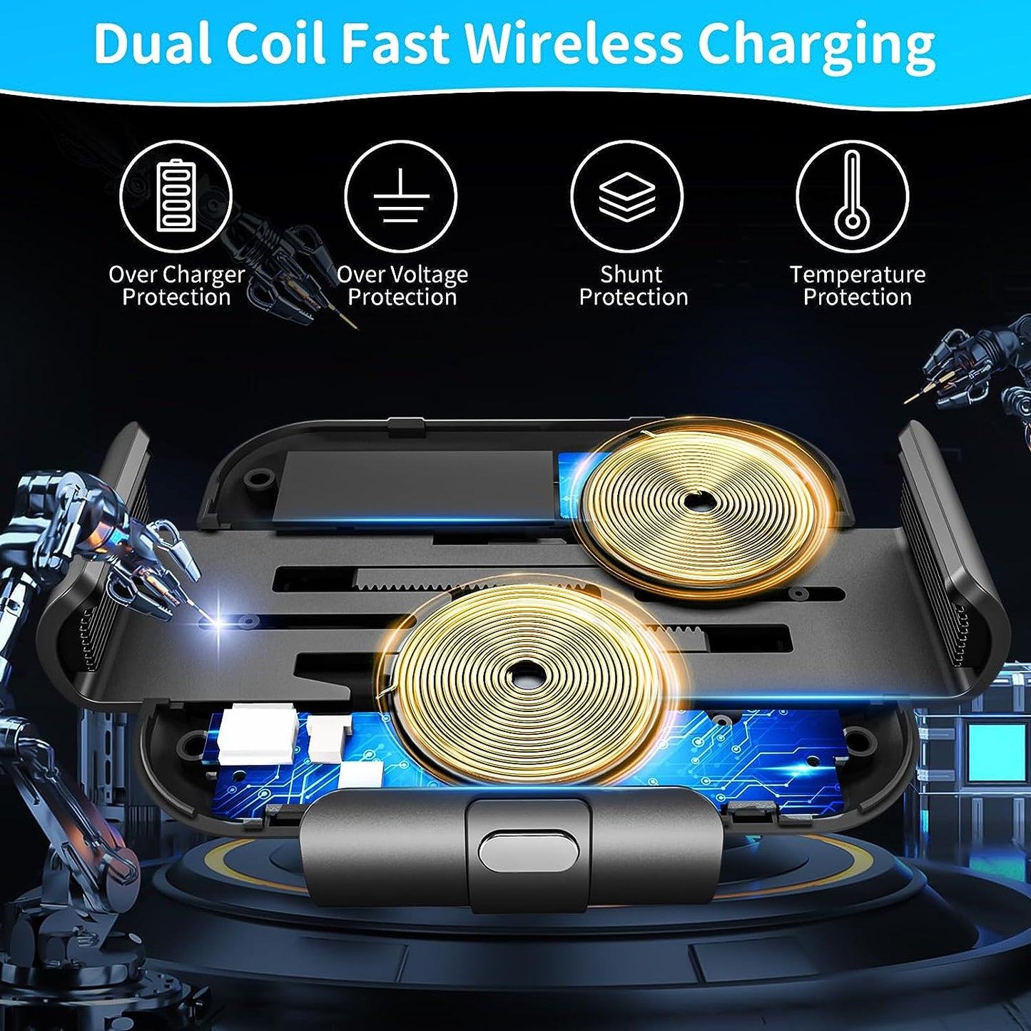 Caricatore Wireless per Z Fold 5/4 15W Dual Coils Car Wireless Charger Auto Compatibile Con Samsung Galaxy Z Fold 5 4 3 2 Porta Cellulare Autoricarica Supporto Telefono Auto Ventosa/Air Vent