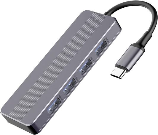 Hub USB C Con 4 Porte USB 3.0,  Adattatore Multiporta Ultra Slim Type C to USB a 3.0 Hub, Estensore in Alluminio Type C per Macbook Pro, Imac, Samsung Galaxy, Google Chromebook, Dell...