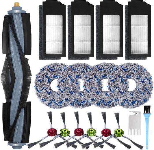 Accessori Di Ricambi per Ecovacs Deebot X1 Omni / X1 Turbo / X1 E Omni Aspirapolvere, (4 Panni + 1 Spazzole Principali + 6 Spazzole Laterali + 4 Filtri + 2 Strumento Di Pulizia)
