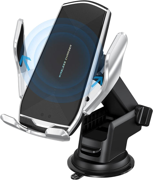 Supporto Wireless per Caricabatteria Da Auto, 15 W, Qi, Supporto per Telefono Cellulare Con Bloccaggio Automatico, Supporto per Telefono Da Auto, Supporto per Telefono a Ventosa a Braccio Lungo