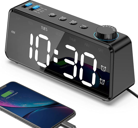 Radiosveglia FM Con Porta Di Ricarica USB, Doppio Allarme Con Giorno Della Settimana/Fine Settimana, Sveglia Digitale Con Altoparlante, Snooze Clock