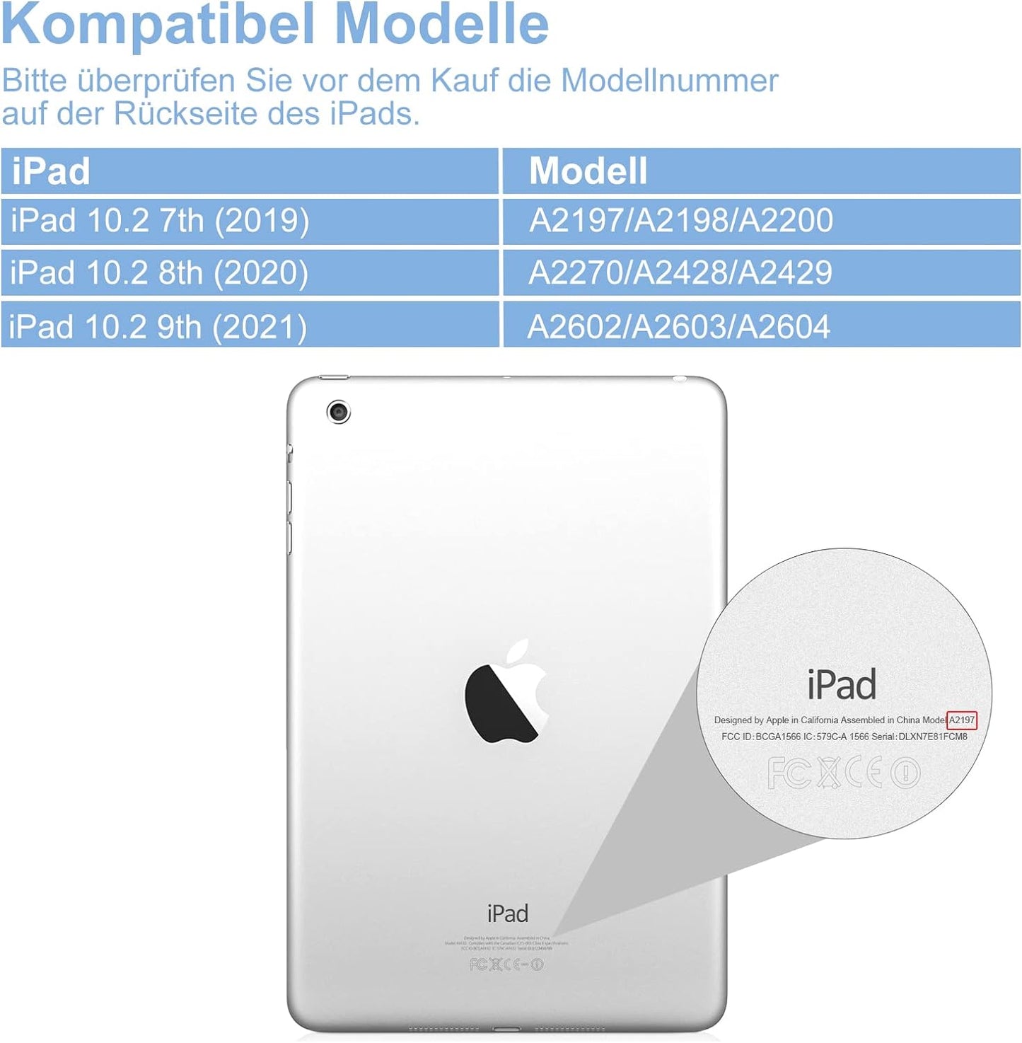 Custodia per Tastiera per Ipad 9.Gen 2021/8.Gen 2020/7.Gen 2019 10,2 Pollici, Layout QWERTZ Tastiera Rimovibile, Custodia Con Portapenne per Ipad 10.2 Pollici 2019-2020, Blu Chiaro