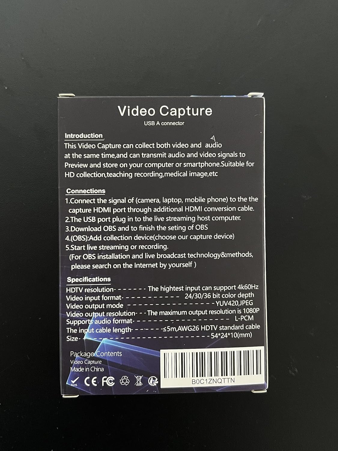 Scheda Di Acquisizione Video, Scheda Di Acquisizione 4K HDMI a USB 3.0, Scheda Di Acquisizione Audio Video 1080P 60FPS, per Insegnamento, Trasmissione, Giochi, Streaming, Videoconferenze