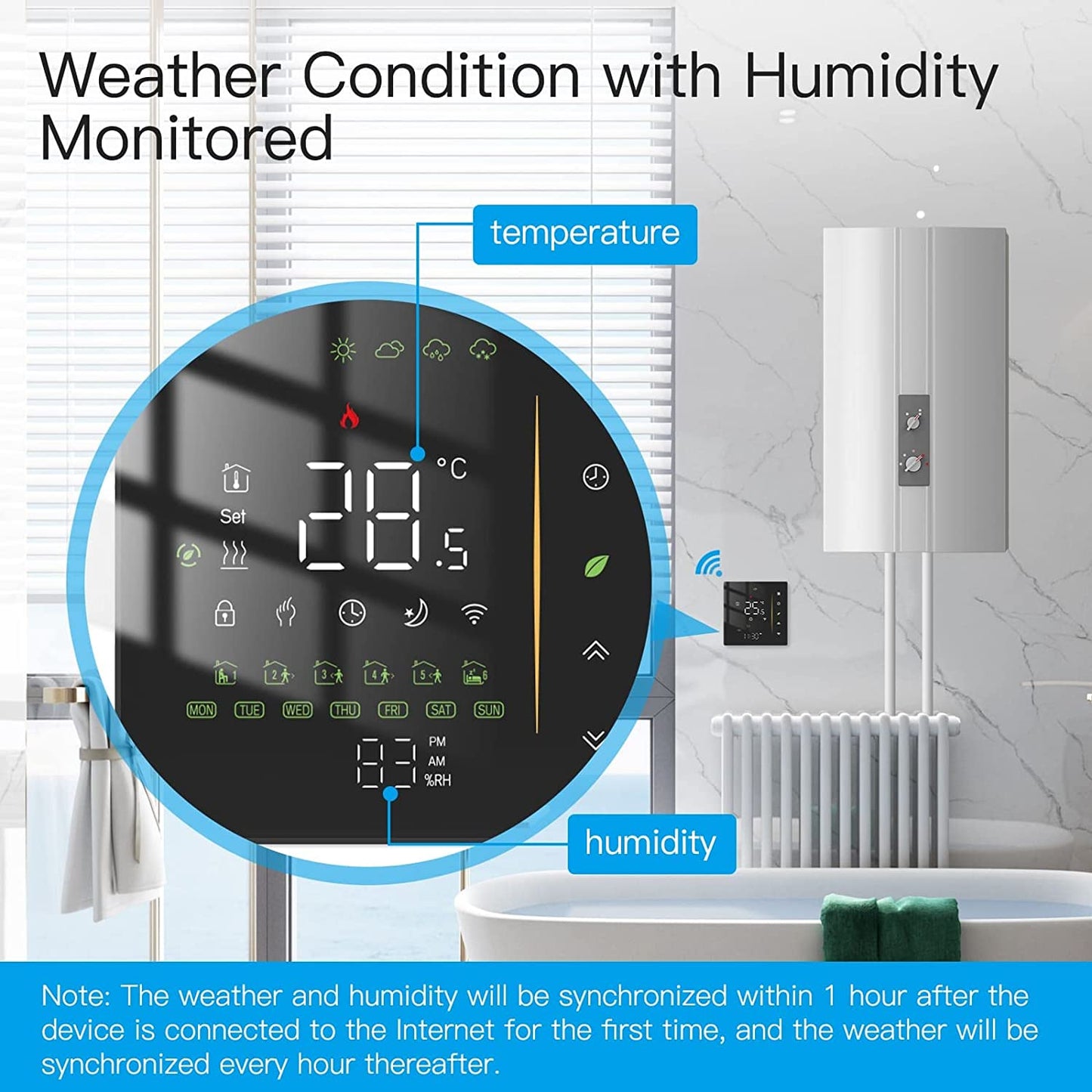 Termostato Wifi Regolatore Di Temperatura Ambiente Programmabile per Caldaia a Gas Temperatura Umidità Tuya/Smart Life APP Controllo Wireless Alexa/Google Home