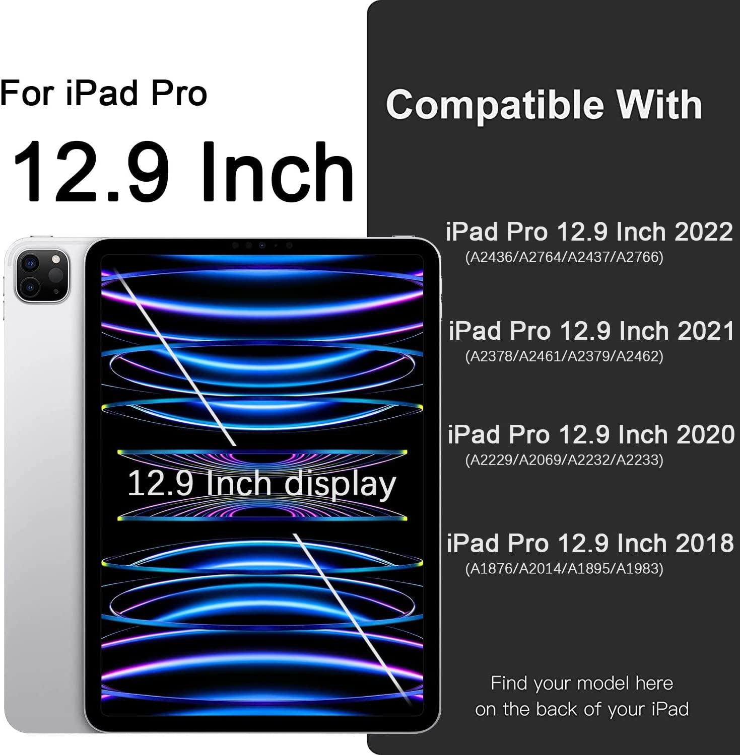 Custodia Compatibile Con Cover Ipad Pro 12.9 6A/5A/4A/3A Generazione, Cover Posteriore Flessibile in TPU Con Portamatite per Ipad Pro 12.9 2022/2021/2020/2018, Blu Grigio