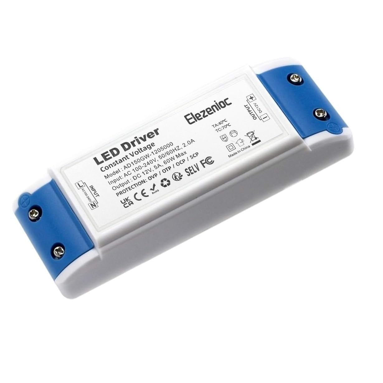 Trasformatore LED 60W LED Driver 5A LED Trasformatori 12V Alimentatore Convertitore LED per Bassa Tensione Striscia Lampadina MR16 GU5.3 MR11 G4(Prodotti per Illuminazione a Tensione Costante)